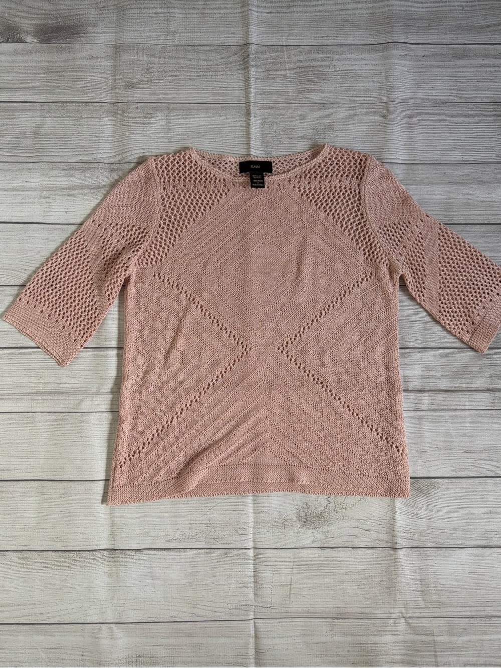 Rain Rose Pink Knit 3/4 Sleeve Sweater - Picture 2 of 5